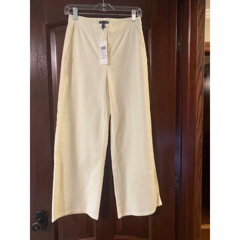 NWT Eileen Fisher Organic Cotton Corduroy Wide Ankle Pants Size XXS Ivory Cream